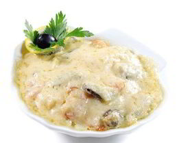 Морской жюльен из креветок и мидий