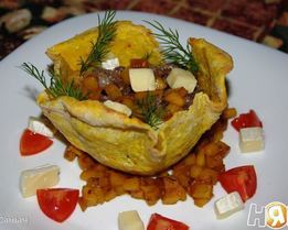 Жульен из языка на манговом чатни