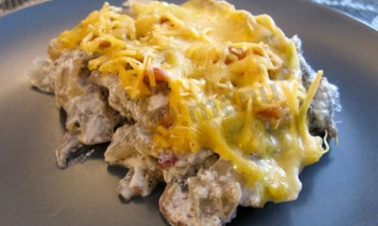 Рецепт жульена с курицей и грибами на сковороде