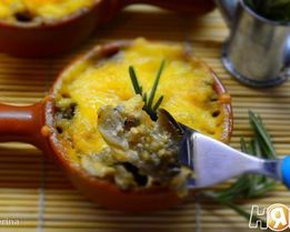 Жульен с вешенками и баклажанами