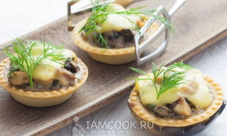 Рецепт жульена в тарталетках с грибами и курицей